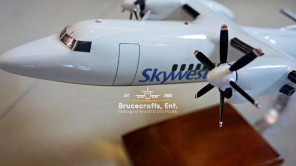 Model of Fokker 50 Skywest with detailed craftsmanship.